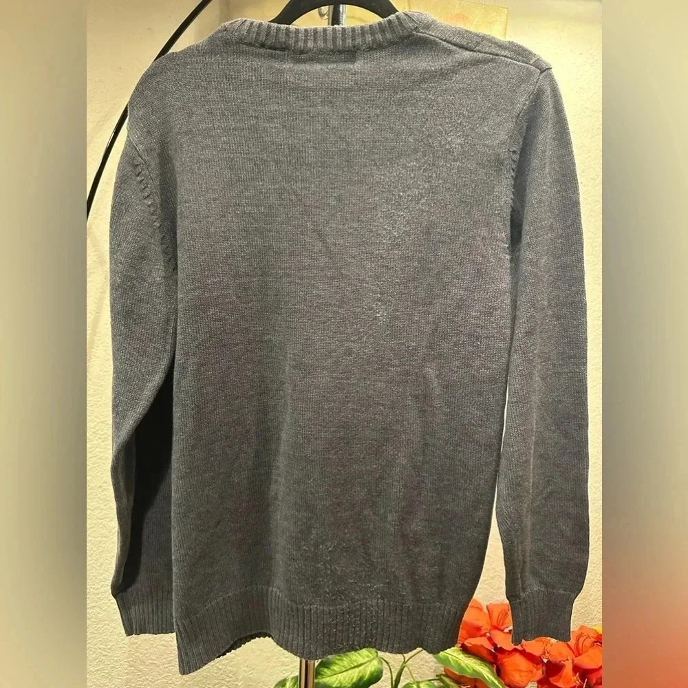 Oscar De La Renta Sweater Gray Blue Long Sleeve size M - Picture 6 of 13